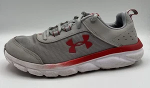 Under Amour Youth Size 7Y Assert 8 Sneakers Gray Red Low Top 3022100-108 - Picture 1 of 7