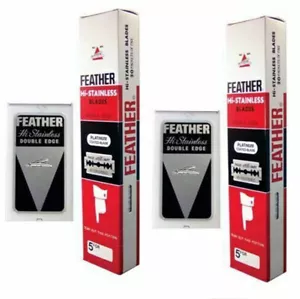 200 FEATHER hi-stainless platinum double edge shaving Safety razor blades JAPAN - Picture 1 of 3