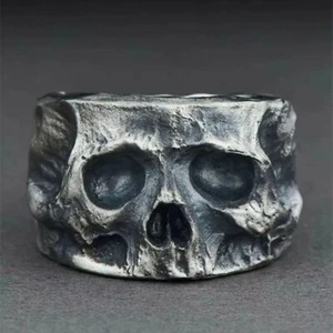 AU Fashionable punk style ring for men retro and quirky alloy Black ring #7-13 - Picture 1 of 13