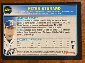 2003 Bowman Draft Pick Blank Front PETER STONARD RC #BDP99 Padres - Picture 1 of 2
