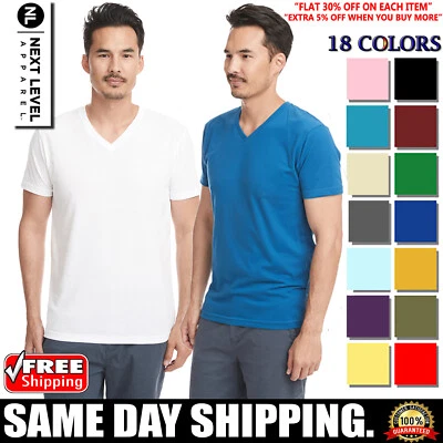 Next Level Apparel Men's Sueded V-Neck Plain Short Sleeves T-Shirt 6440 XS-2XL - Image 1 of 2