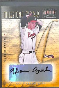 2001 Donruss Signature Series Milestone Marks Autograph Warren Spahn 238 of 300