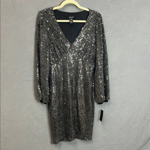 Women’s Alexa B Long Sleeve Cocktail Dress Size 10 Black New with Tags - Picture 1 of 6