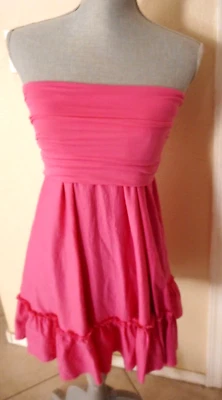 Betsey Johnson S Strapless Pullover Pink Cover Up Dress - Image 1 of 4