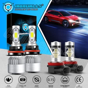 IRONWALLS 9007 H11 LED Headlight HIGH/LOW Beam + Fog Bulbs 6500K White 1000000LM - Picture 1 of 15