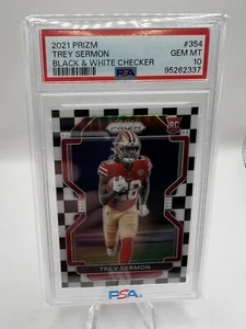 2021 Prizm Football RC Trey Sermon Black And White Checkerboard PSA 10. Pop 6! - Bild 1 von 2