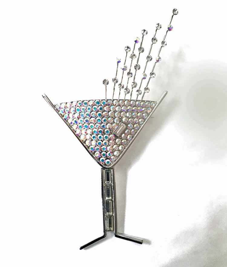 Butler and Wilson Clear AB Crystal Champagne Glass Brooch LARGE NEW  - Image 1 of 1