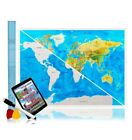 Scratch Off Map Of The World Poster with US States Outlined - Deluxe Detailed...