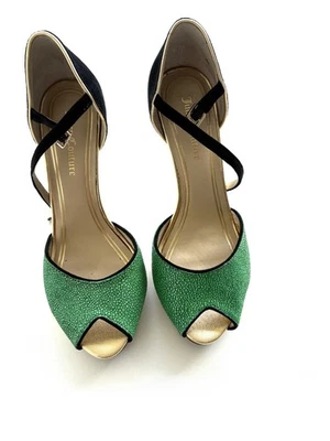 Zapatos de Vestir Juicy Couture Verde Esmeralda y Dorado Tacón Talla 7M Foto 1 de 4