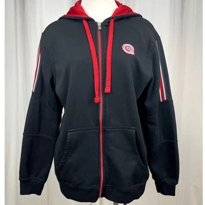 AKADEMIKS Full Zip Hoodie Herren (L) schwarz rot Streifen Taschen Langarm Sport - Bild 1 von 7