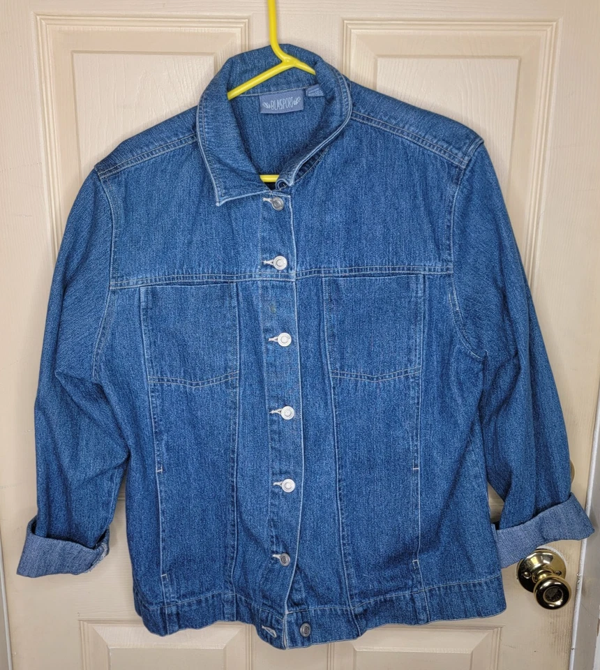 复古 Blassport 牛仔夹克女式 XL 蓝色牛仔布 — 第 1/4 张图片