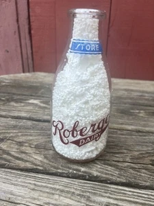 Roberge DAIRY QUART MILCHFLASCHE selten Vintage 10" ACL Bristol CT Store 50er - Bild 1 von 8