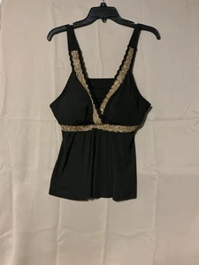 Damen Neckholder Top Gr. 2XL elegant schwarz/gold Hi Lo Design Strand Resort Urlaub - Bild 1 von 3