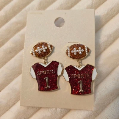 Football Jersey Earrings with Glitter Accents-NWT - Image 1 of 4