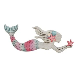 Rustic Wood Mermaid Decor Hanging Nautical Wall Decor, Wooden Mermaid Plaque - Picture 1 of 7