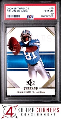 2009 SP THREADS #15 CALVIN JOHNSON LIONS HOF PSA 10 - Image 1 of 3