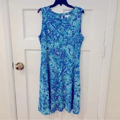 Susan Graver Women’s Paisley Slinky Sleeveless Knee Length Shift Dress Size XL - Image 1 of 4