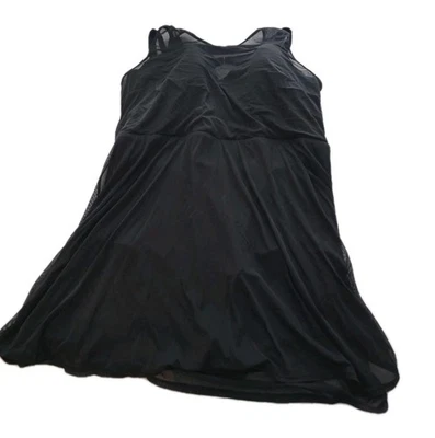 Vestido de baño Torrid con aros de malla larga superpuesta con calzoncillo negro talla 4-D/DD Foto 1 de 4