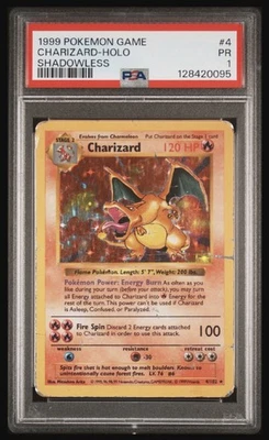 1999 Pokemon Base Set Shadowless Holo Charizard #4 PSA 1 PR - Image 1 of 2