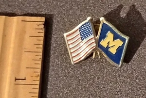 University of Michigan U of M Wolverines Football amerikanische Flagge Vintage Pin - Bild 1 von 2