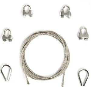 Alfa Logistik Edelstahl Drahtseil - Set mit 4x Drahtseilklemmen und 2x Kauschen - Bild 1 von 5