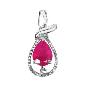1.20Ct 100% Natural Red Ruby IGI Certified White Diamond Pendant In 14KT Gold - Picture 1 of 1