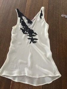 FLEUR WOOD Vintage Black & White Silk Chiffon Camisole Top Size Small - Picture 1 of 12