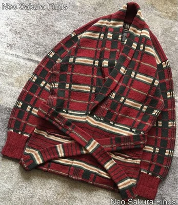 RRL Ralph Lauren 90s Mantón Tejido a Mano Cárdigan M Rojo Lana Seda RL Doble ... - Imagen 1 de 4