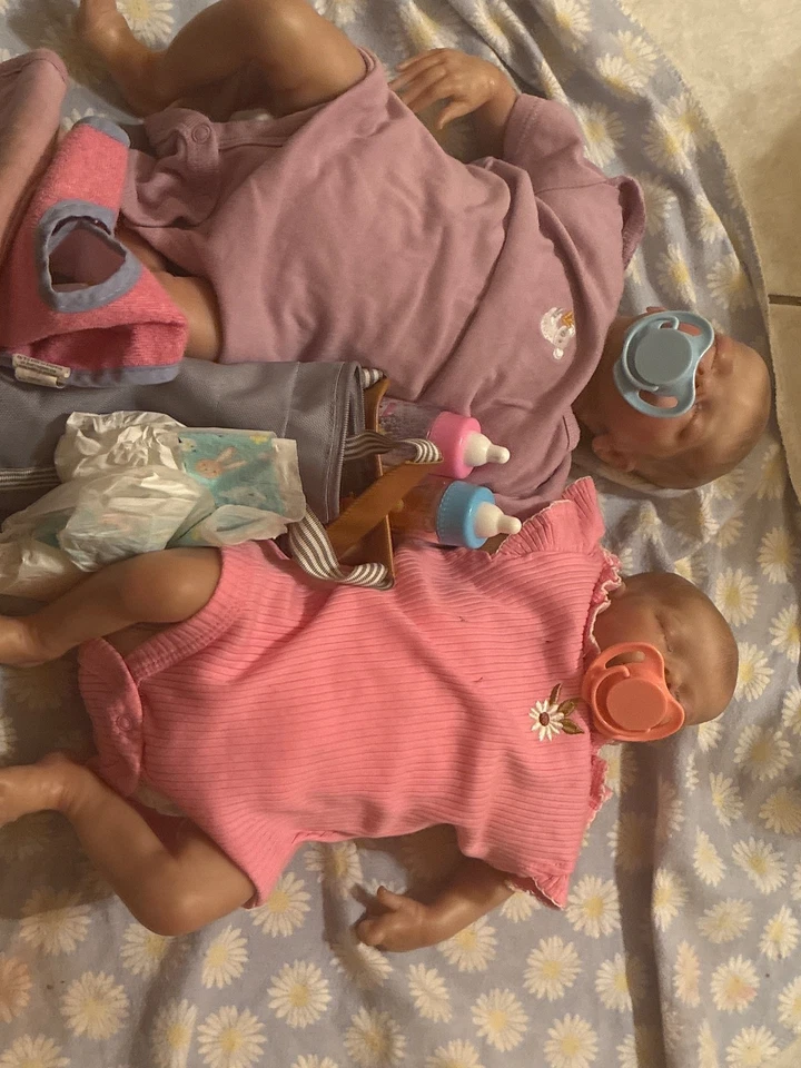 reborn baby dolls full body silicone girl  twins white - Image 1 of 2