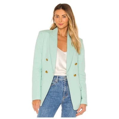 NUEVO ALC Sedgwick Blazer Chaqueta Mente Verde Menta Doble Pecho Algodón Lino 4 Foto 1 de 4