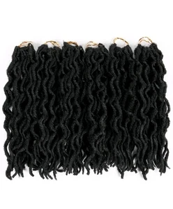 Kurze tiefe Faux Locs gehäkelte Haare für schwarze Frauen - 6 Packungen 12 Zoll vorgeschlungen. - Bild 1 von 5