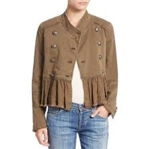 Free People Women's Olive Peplum Military Style Jacket Size XS - Picture 1 of 9