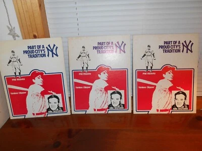 RARO! Exhibiciones de tienda de béisbol de colección de los Yankees de Nueva York (3) "DIMAGGIO/RIZZUTO/REYNOLDS" Foto 1 de 4
