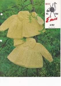 Emu Knitting Pattern 8111 - Babies Classic Matinee Coats - 2 Designs - Good - Picture 1 of 2