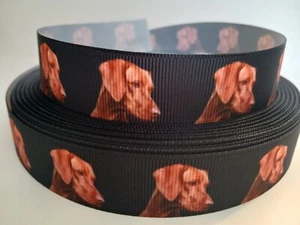 Grosgrain Ribbon Vizsla Hungarian Hunting Dog Red Coated Gundog Retrieve 7/8" - Picture 1 of 2