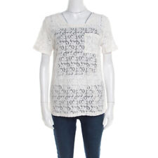 Marc by Marc Jacobs Off White Floral Lace Short Sleeve Top M
