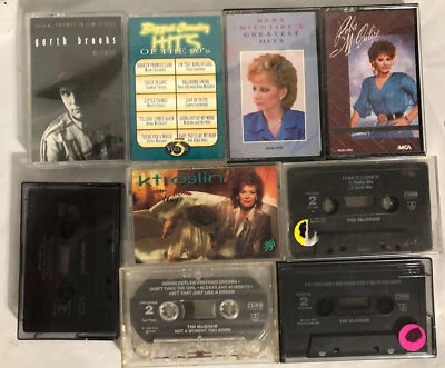 9 Lot 80-90s Country Western Cassette Tapes Tim McGraw Reba Garth Brooks Foto 1 de 2