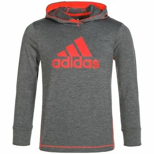 Adidas KIDS Lightweight Hoodie Badge of Sports Logo Gray/Orange Boys size 5 or 6 - Picture 1 of 27
