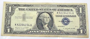 1957 A $1 CIRCULATED BLUE SEAL SILVER CERTIFICATE K 52284234 A - Picture 1 of 2