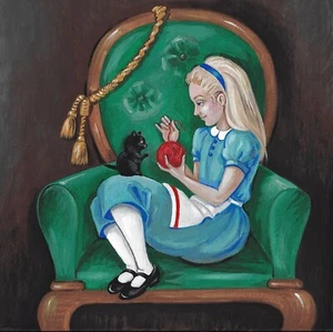 8x8 Impresión de Pintura RYTA Halloween Alicia en el País de las Maravillas Gato Negro Arte Popular 🙂 - Imagen 1 de 1