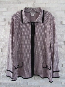 Misook Light Pink Black Honeycomb Washable Knit Button Front Jacket 2X MINT! - Picture 1 of 5