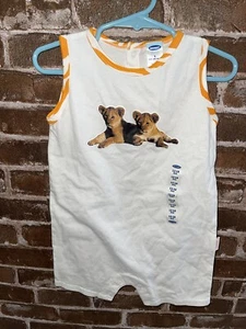 NWT OLD NAVY BABY 12-18 MONTHS ONE PIECE ROMPER LION PHOTO WHITE ORANGE TRIM - Picture 1 of 3