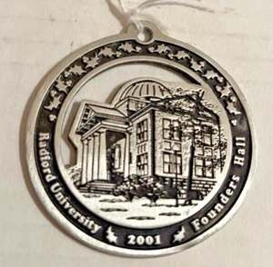 Radford University Radford Va. Founders Hall Ornament 2001 Pewter Boxed - Picture 1 of 3
