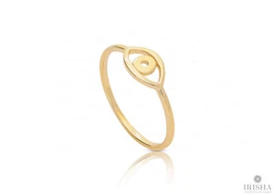 ANILLO MAL DE OJO ORO LISO MACIZO HECHO A MANO ORO 14K joyería fina - Imagen 1 de 9