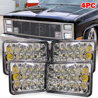 4Pc 4x6" Led Headlights Hi/Lo For Chevrolet C10 C20 C30 K10 K20 1980-1986 Pickup Foto 1 de 4