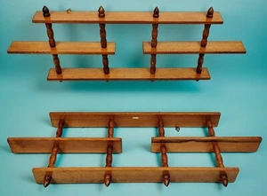 Pair Matched Vintage Solid Wood Knick Knack Spindle Shelf 9x24 Each 3 Tier - Picture 1 of 13