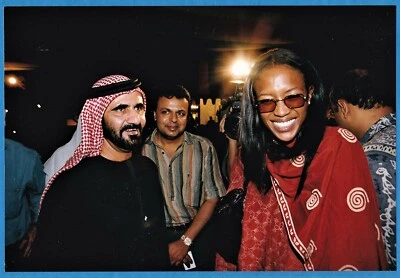 vintage photo Dubai Sheikh Mohamed Al Maktoum & Naomi Campbell 1998 by Abd Rabbo - Image 1 of 2