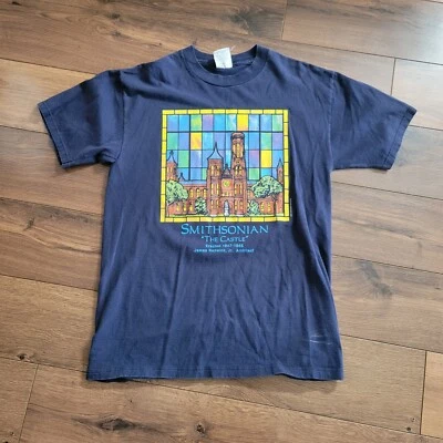 Camiseta Smithsonian Institution Para Hombres M Azul The Castle Camiseta Gráfica Grande 1997 De Colección Foto 1 de 4