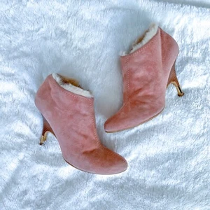 Giuseppe Zanotti | 39IT Botines de Gamuza Rosa Forrados de Piel Tacón Alto Punta Redonda  - Imagen 1 de 18