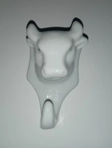 Cow Bull Head Towel Hanger Hook Number 2 White Ceramic 4 inches T - Picture 1 of 5